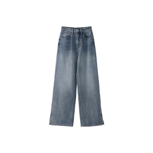 Fstudio Осенний Зимний Корейский стиль Коммутирование Прямой крой Повседневный Джинсы Женские Синий