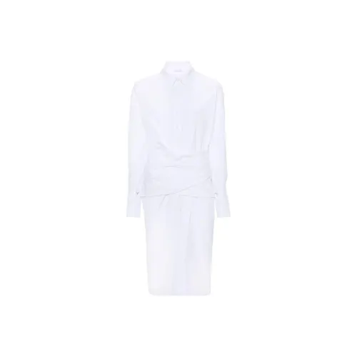 Patrizia Pepe SS24 Длинное платье с длинными рукавами цвет белый