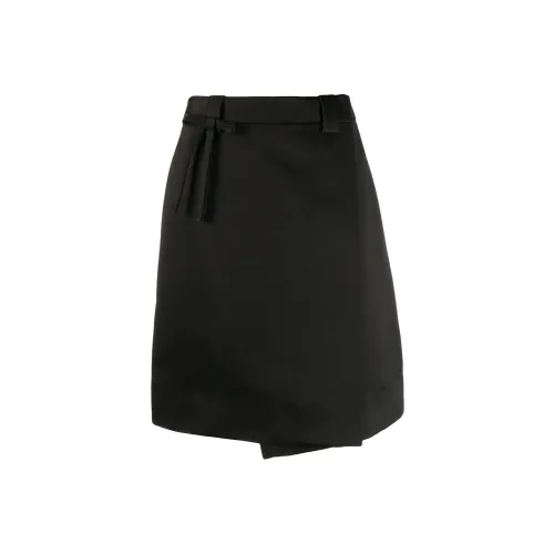 PRADA Кожа Длинная Юбка Женская Черная