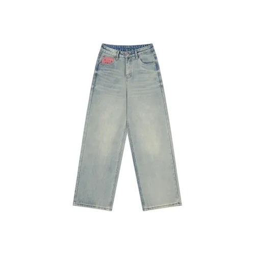 ELF SACK Джинсы Женские Джинсовый Светло-Синий