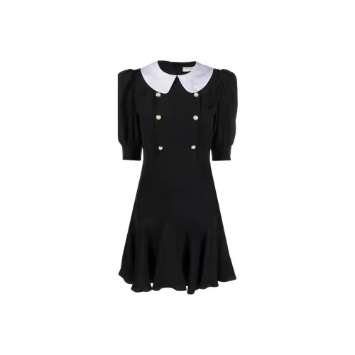 Alessandra Rich Черное Женское Короткое Платье с Рукавами