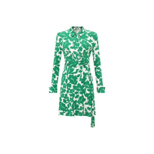 Diane von Furstenberg Зеленые Женские Длинные Платья с Длинными Рукавами