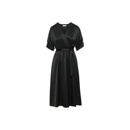 ARITZIA BABATON Армоира Сатиновое Платье Короткое Платье с Длинными Рукавами Женское Черное