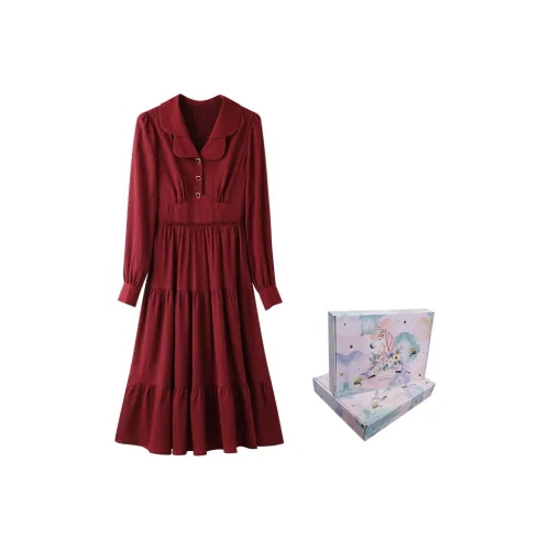 ANNECHEN Платье Женское Бордовое