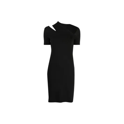 Helmut Lang Черное Женское Короткое Платье с Рукавами