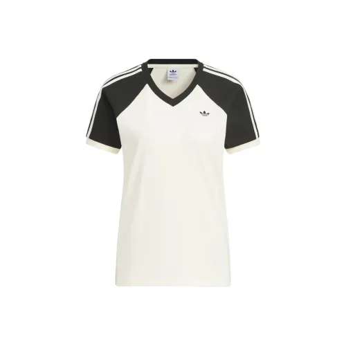 Adidas Originals Рукав реглан T-рубашка Женская Айвори Черный