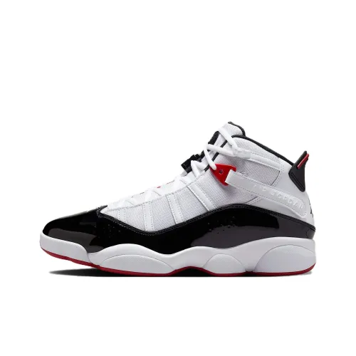 Jordan Air Jordan 6 Кольца Противоскользящие Устойчивые к износу MID Баскетбольные кроссовки Мужские Белый Черный