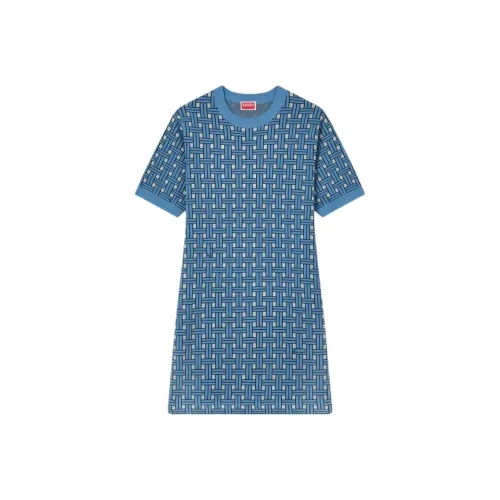 KENZO Небесно-голубой Женские Короткие Платья с Рукавами