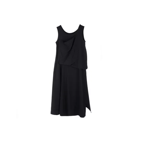 Yohji Yamamoto Черные Женские Платья без Рукавов