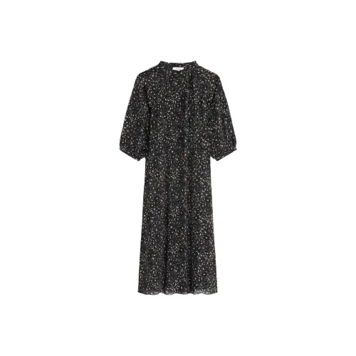 CELINE Короткое платье с короткими рукавами женское черное