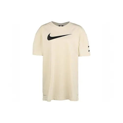 NIKE Экрю Женские Платья с Коротким Рукавом