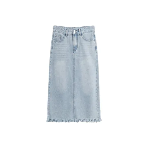 SETIROM Деним Длинный Юбка Женские Светло-Синий