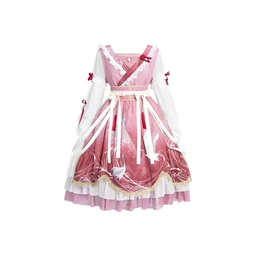 Leopard Kitten Длинное платье с длинными рукавами женское розовый аромат