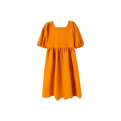 EIDOLON GRAIN Короткий рукав Платье Женское Апельсин