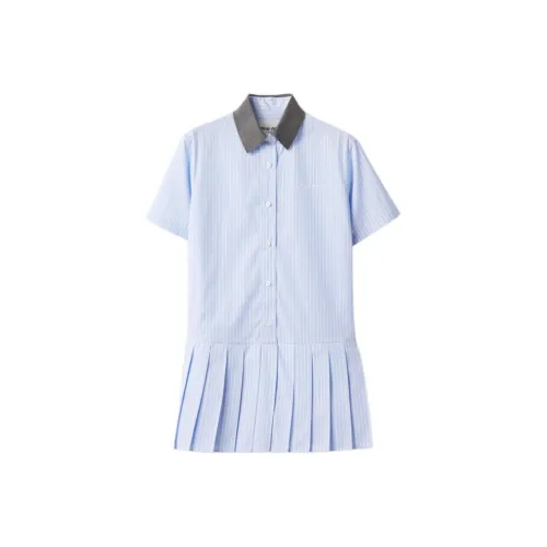 MIU MIU Короткий рукав Платье Женское Небесно-голубой
