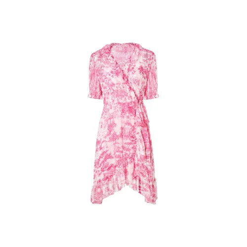 BADINA Короткий рукав Платье Женское Розовый с принтом