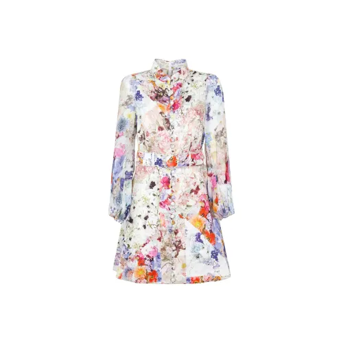 Zimmermann SS22 Длинное Платье с Длинными Рукавами Женское Многоцветное