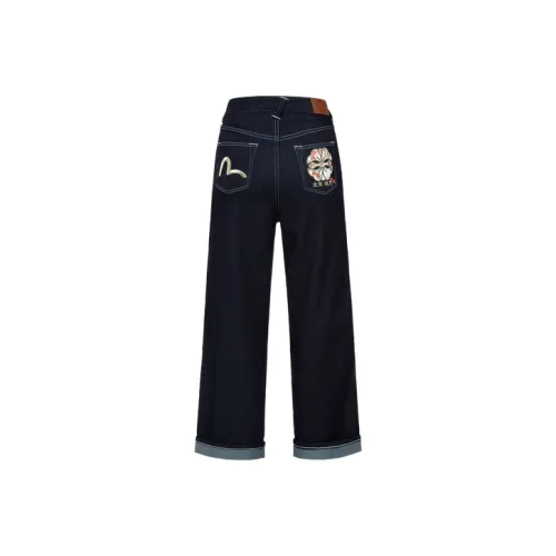 EVISU FW22 Широкие брюки Джинсы Женские Джинсовый синий