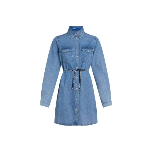 Karl Lagerfeld Длинное платье с длинными рукавами женское светло-синее