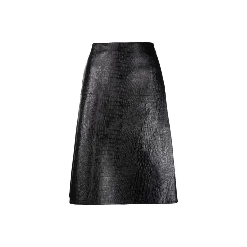 TOTEME Черная женская кожаная длинная юбка