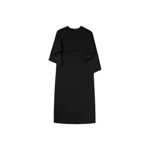 JIL SANDER Черное Женское Короткое Платье с Рукавами