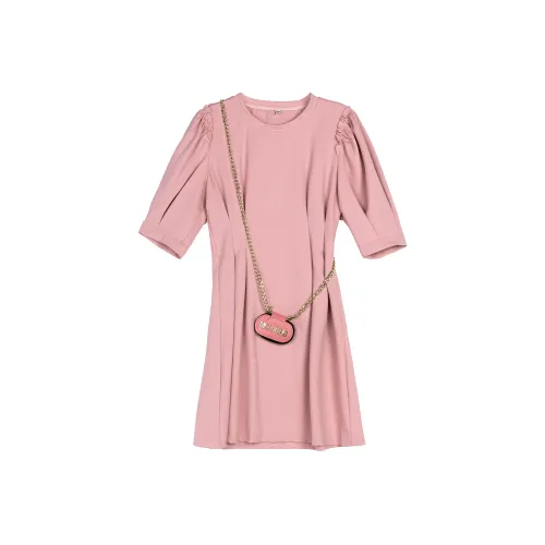 Leather Cat A Линия Юбка Платье Розовый