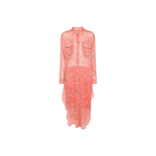 ISABEL MARANT Кораллово-розовый Женские Длинные Платья с Рукавами