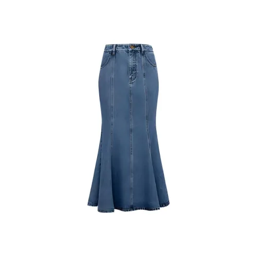 Caroline Denim Long Skirt Women's Dark Blue