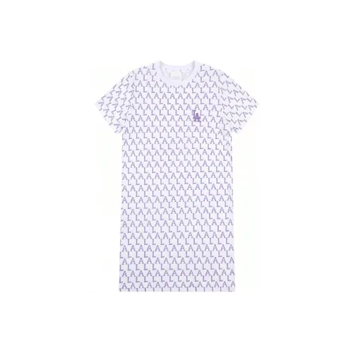 Mlb Base Logo Короткий рукав Платье Женское Белое