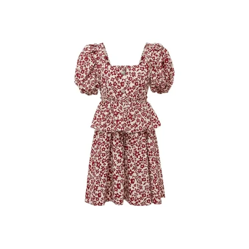 D'zzit Темно-красное Женское Короткое Платье с Рукавами