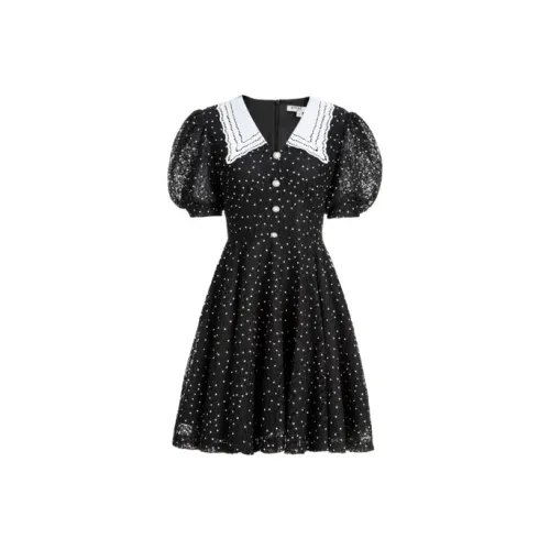 AIVEI Короткое платье с короткими рукавами женское черное