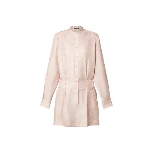 LOUIS VUITTON FLIGHT MODE SS24 Длинное платье с длинными рукавами женское розовое