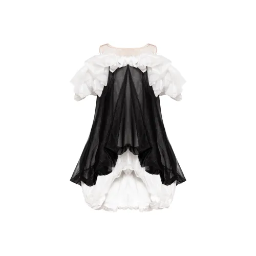 CHICCO MAO Black Женские Короткие Платья с Рукавами