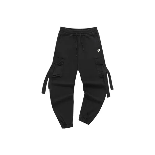 FILA FUSION Рабочий стиль Глубокий черный Женские Вязаные Тренировочные брюки