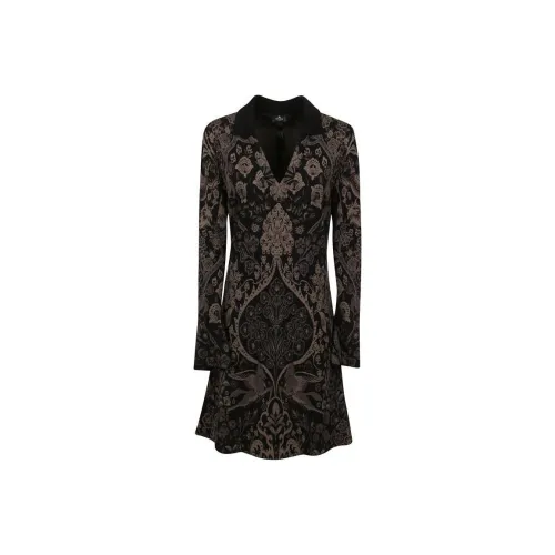 ETRO Черное Женское Длинное Платье с Рукавами
