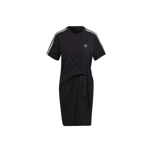 Adidas Черные Женские Платья с Коротким Рукавом