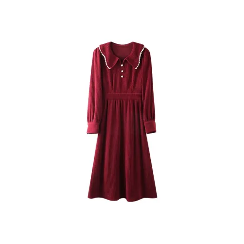 ANNECHEN A Линия Юбка Платье Красный