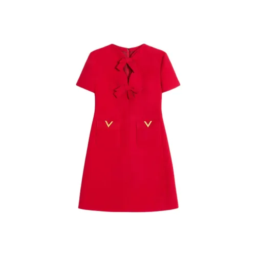 Valentino Короткий рукав Платье Женское Красное