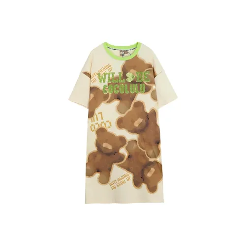 LALABOBO Бежевые Женские Короткие Платья с Рукавами