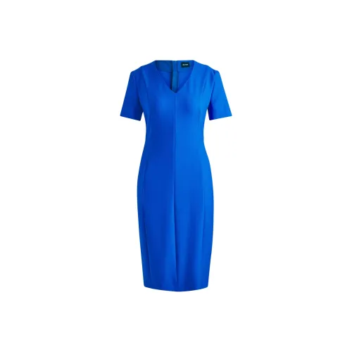 HUGO BOSS Blue Женские Короткие Платья с Рукавами