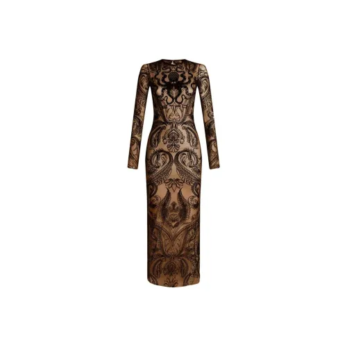 ETRO Длинное платье с длинными рукавами женское черное