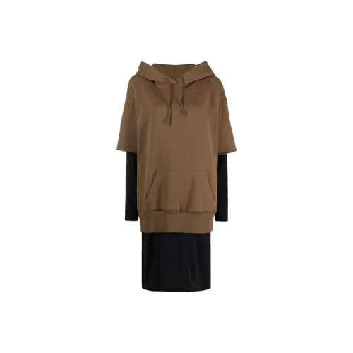 MM6 Maison Margiela Коричневый Женские Длинные Платья с Рукавами