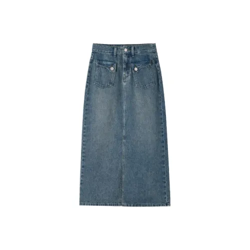 HIPPIEMISS Denim Long Skirt Women's Vintage Blue HIPPIEMISS Деним Длинная Юбка Женская Винтажный Синий