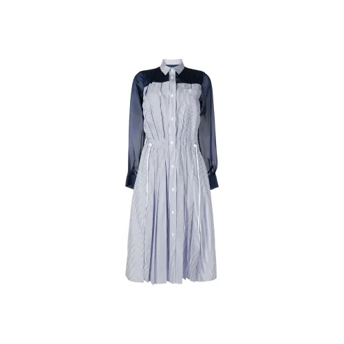 Sacai Blue Женские Длинные Рукава Платья