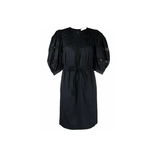SEE BY CHLOE Черное Женское Короткое Платье с Рукавами