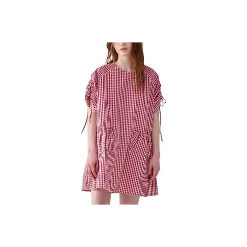 RONRON Red Женские Короткие Платья с Рукавами
