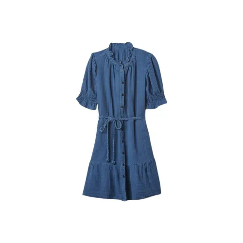 GAP Короткий рукав Платье Женское Среднее Ярко-синий