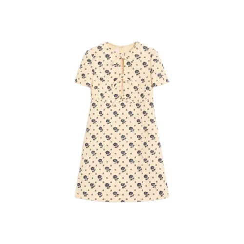 Valentino FW24 Короткое платье с короткими рукавами женское молочно-белое