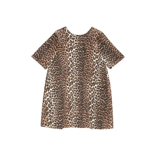 GANNI Короткое платье с короткими рукавами женское светло-коричневое