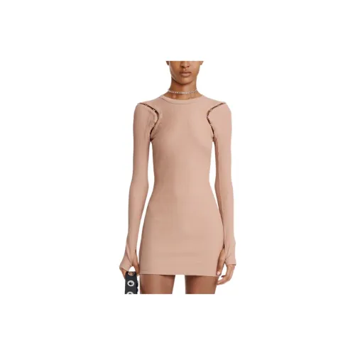 DION LEE Верблюжий Женские Длинные Платья с Рукавами